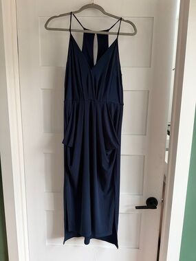 BCBGeneration Navy Spaghetti Strap Midi Dress